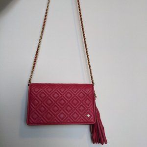Tory Burch Fleming Flat Wallet Crossbody Bag in Shell Pink